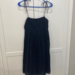 Navy blue eyelet dress